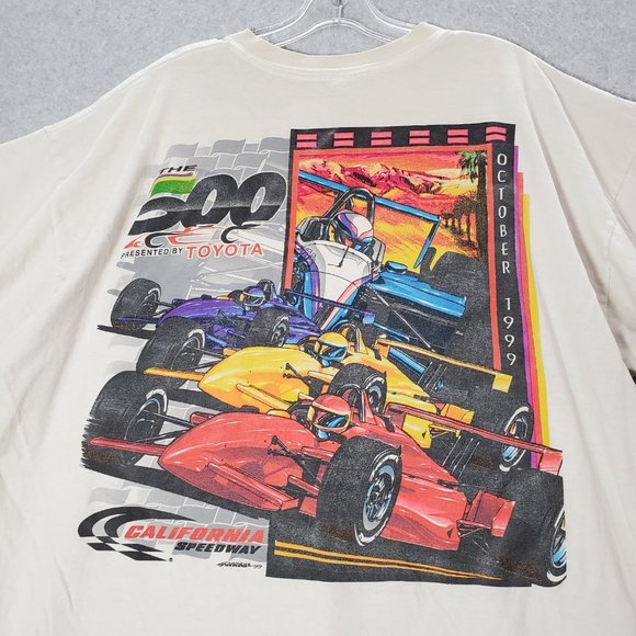 VINTAGE Toyota The 500‎ 1999 Men T-shirt 2XL White California Speedway READ - Picture 3 of 15